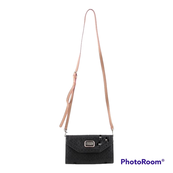 GUESA Marciano Britton Mini Black Patent Leather Cross Body Bag Purse - Picture 2 of 7